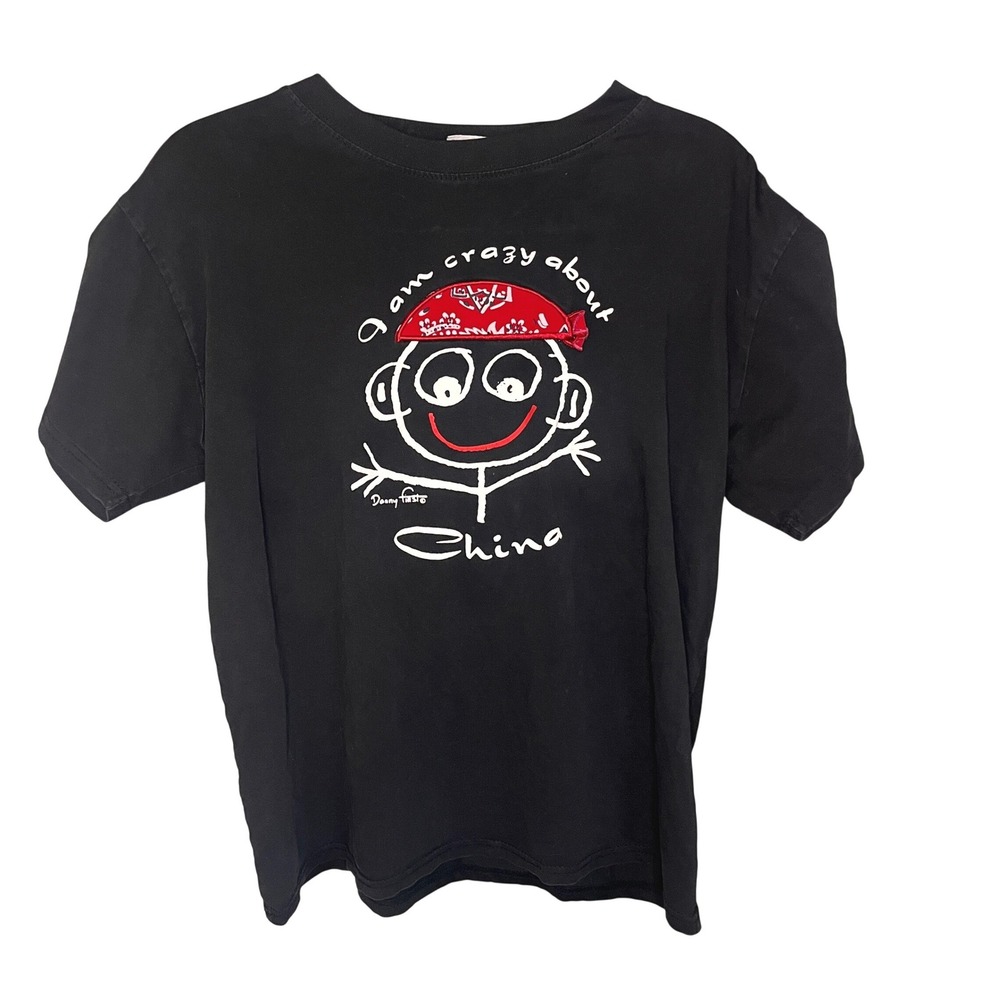 Danny First Miran Black Graphic T-Shirt Red Bandana Crazy About China XL Pirate